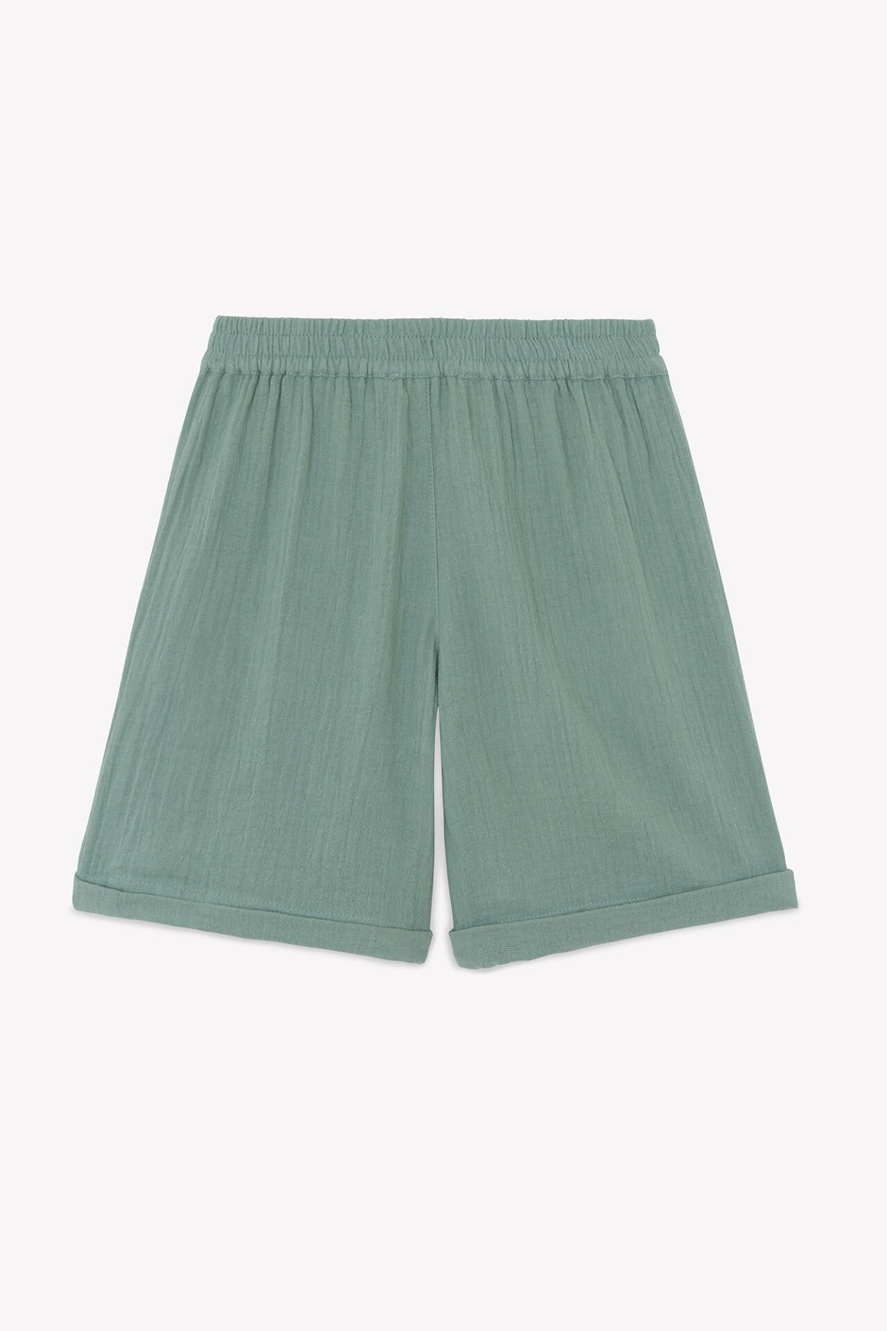Düğmeli Coton Şort Kaki - 6Y
