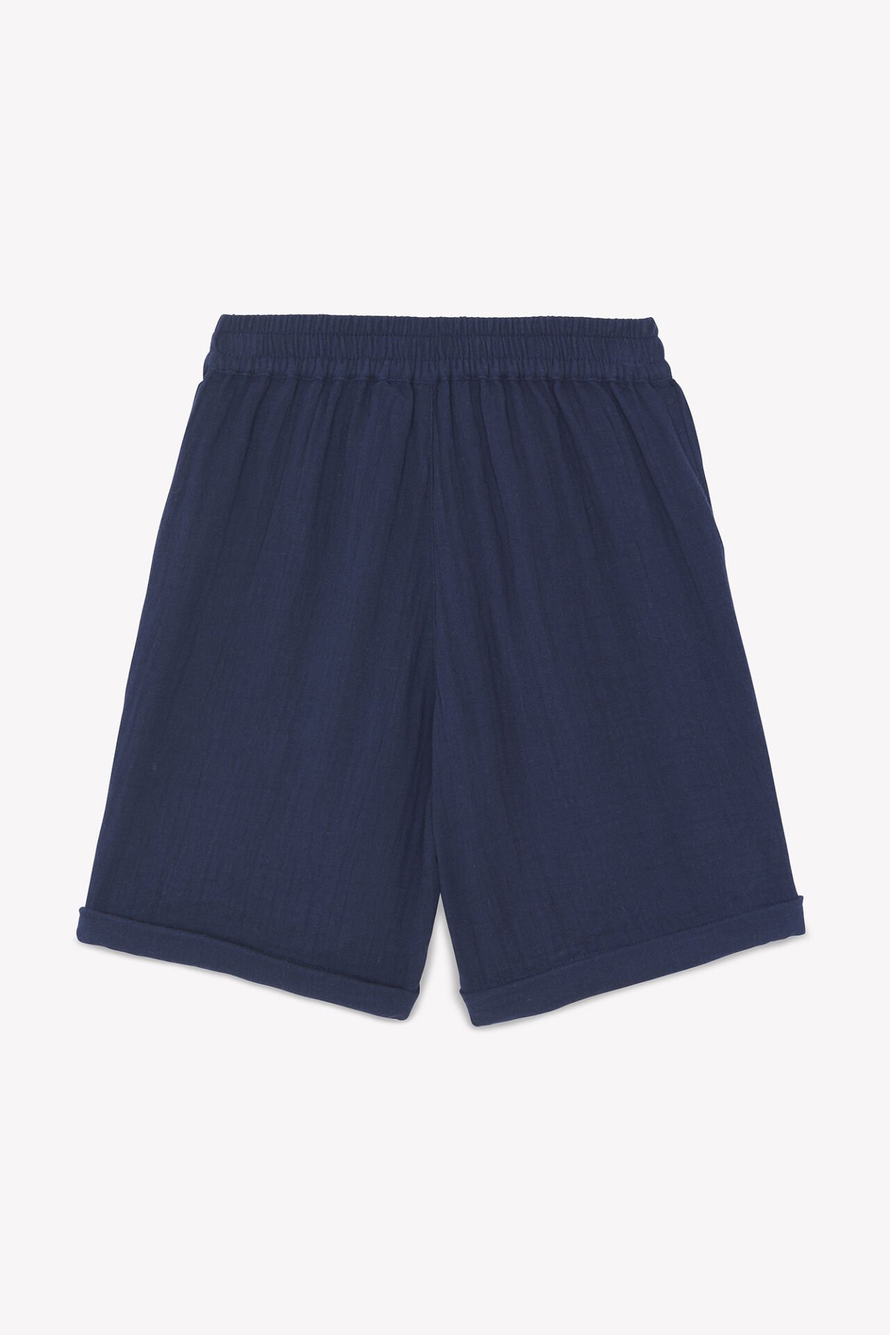 Düğmeli Coton Şort Marine - 8Y