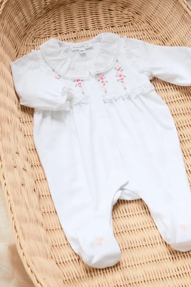 Dantel Yakalı İnce Tulum Blanc - 1M