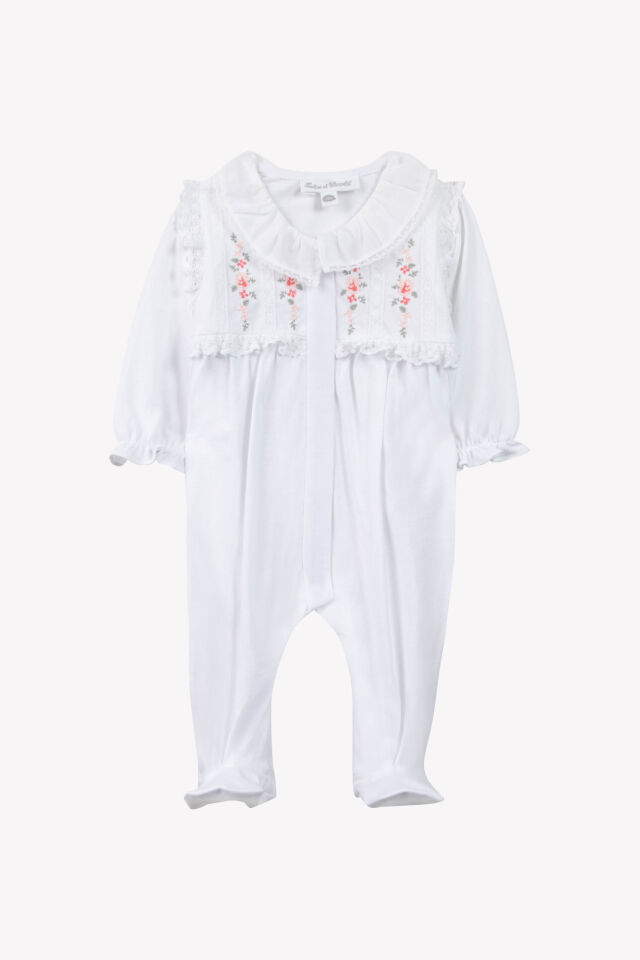 Dantel Yakalı İnce Tulum Blanc - 3M