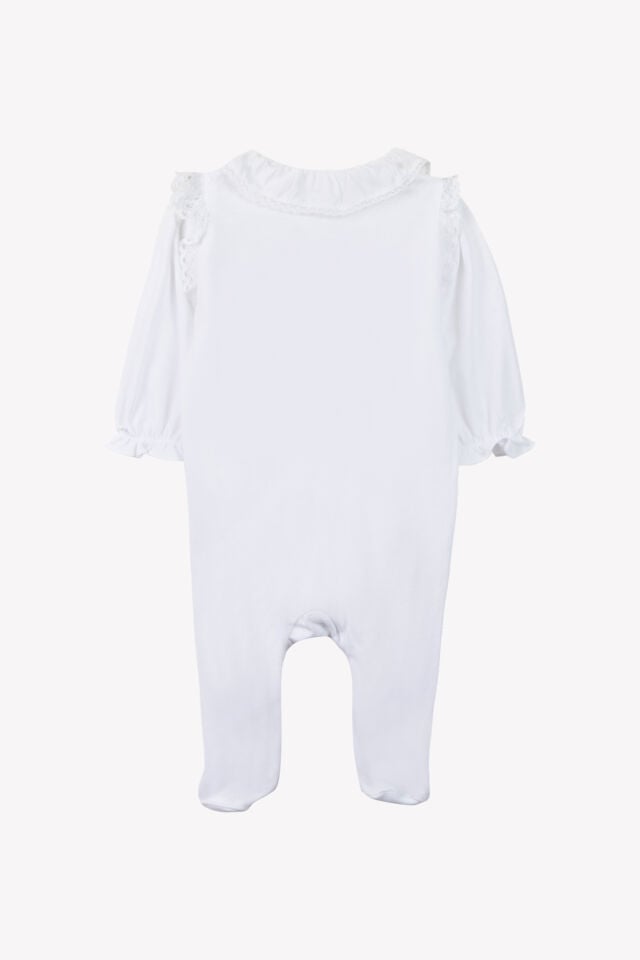 Dantel Yakalı İnce Tulum Blanc - Beyaz - 9M