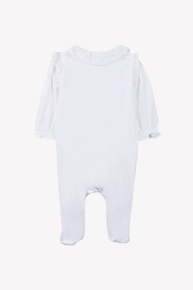 dantel yakalı İnce Tulum Blanc - Beyaz - 9M