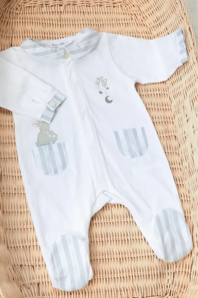 Garda Yakalı İnce Tulum Gris clair rayé - 3M