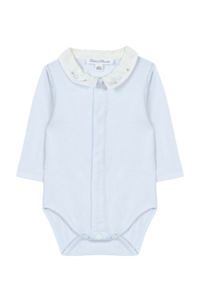 Yakası nakışlı BODY Soft mavi - 6M