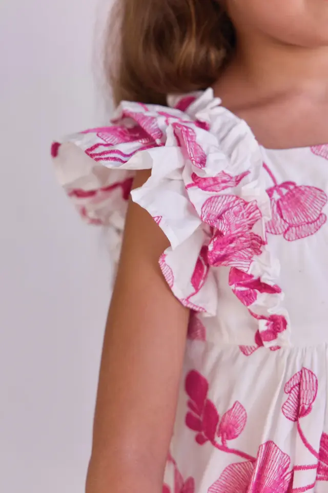 İri Çiçek Desenli Elbise Hibiscus - 5Y