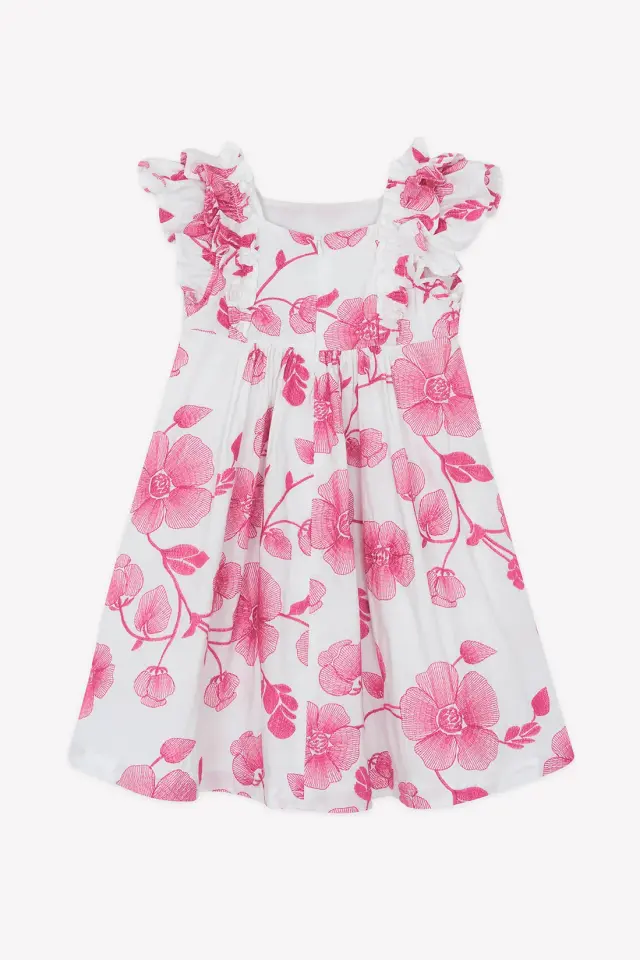 İri Çiçek Desenli Elbise Hibiscus - 5Y