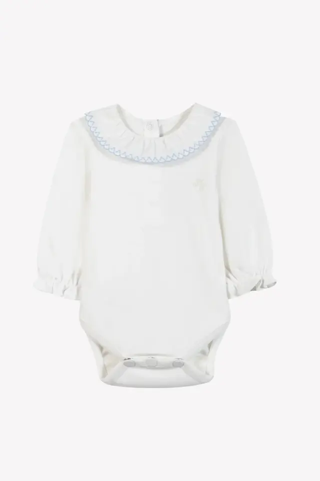 Yakası Nakışlı Body Mavi - 18M