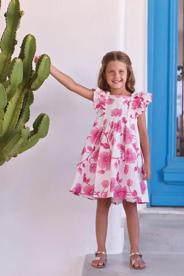 Iri Çiçek Desenli Elbise Hibiscus - 6Y