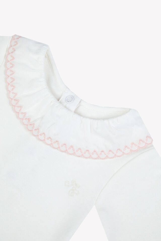 Yakası Nakışlı Body Pembe - 2Y
