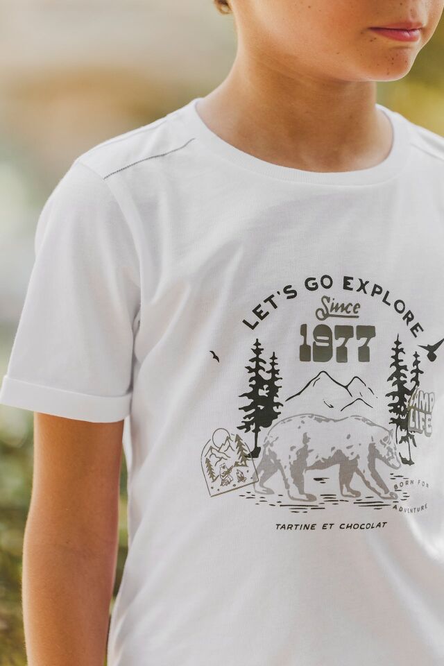 Dağ Temalı Kısa Kollu T-Shirt Fougère - 6Y