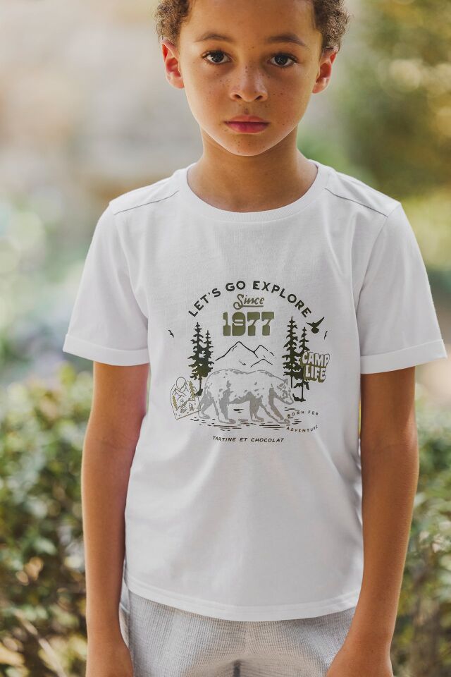 Dağ Temalı Kısa Kollu T-Shirt Fougère - 6Y