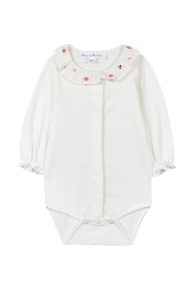 Yakası nakışlı BODY Ekru - 6M