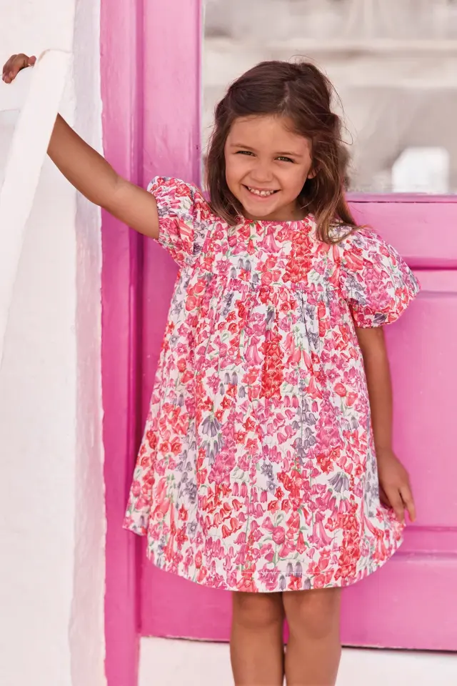 Çiçek Desenli Coton Elbise Bougainvillier - 1Y