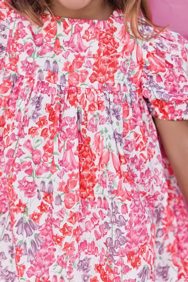 Çiçek Desenli Coton Elbise Bougainvillier - 1Y