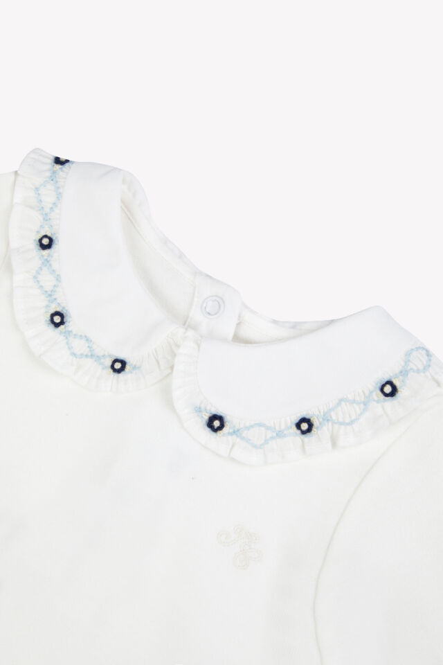 Yakası Nakışlı Body Mavi - 1Y