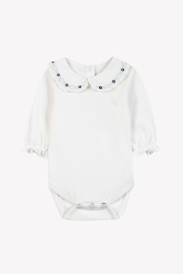 Yakası Nakışlı Body Mavi - 2Y