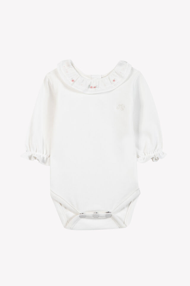 Yakası Nakışlı Body Pembe - 3Y