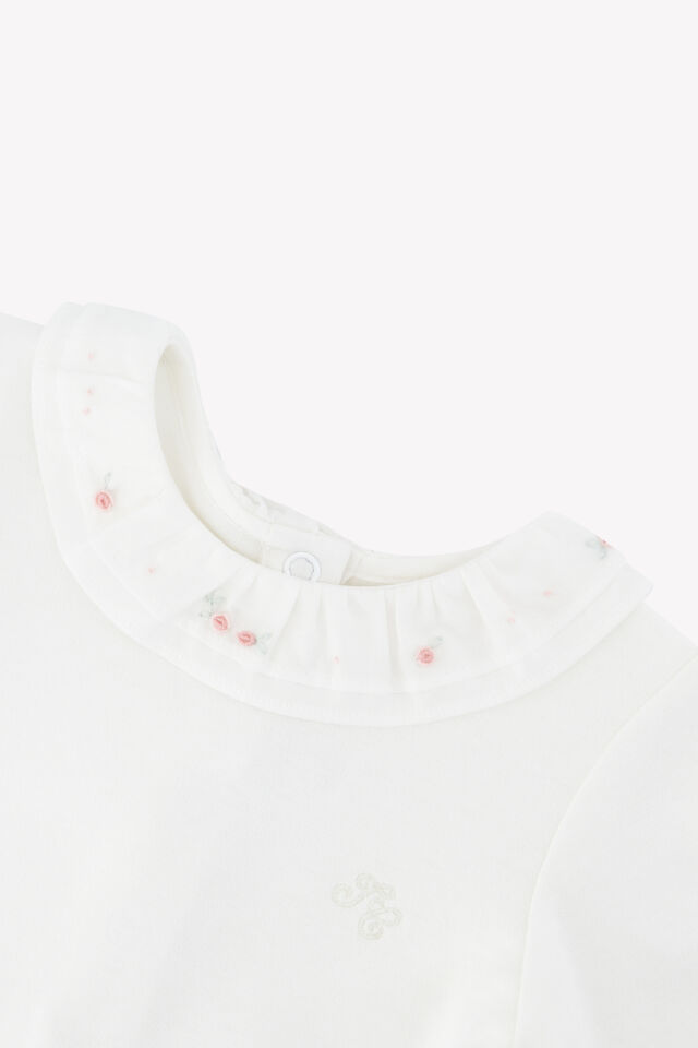Yakası Nakışlı Body Pembe - 3Y