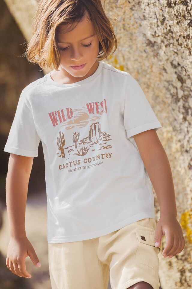 Wild West Kısa Kollu T-Shirt Nacre - 10Y