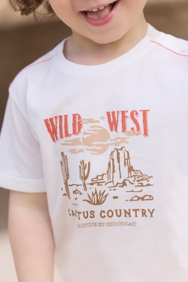 Wild West Kısa Kollu T-Shirt Nacre - 10Y