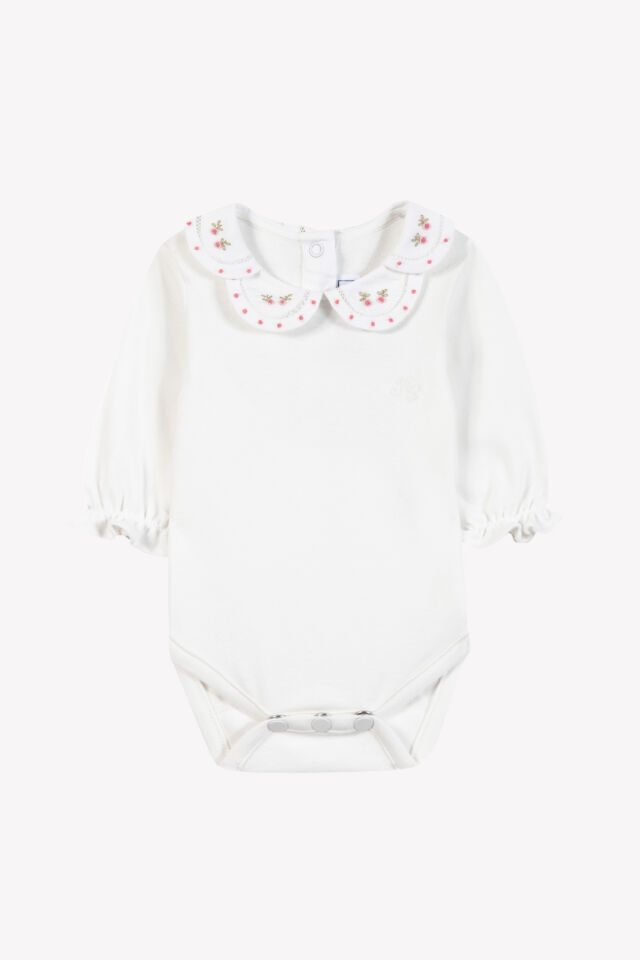 Yakası Nakışlı Body Somon  - 2Y
