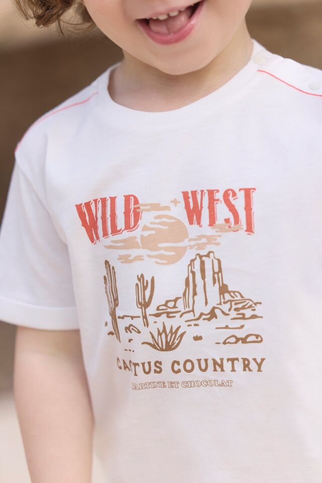 Wild West Kısa Kollu T-Shirt Nacre - 8Y