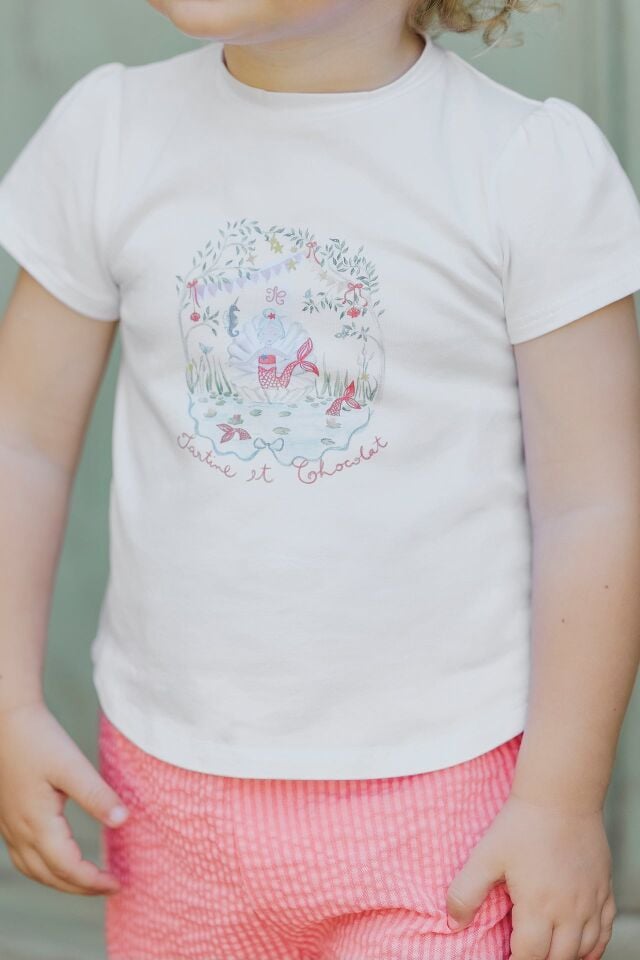 Deniz Kızı Baskılı T-Shirt Bougainvillier - 1Y