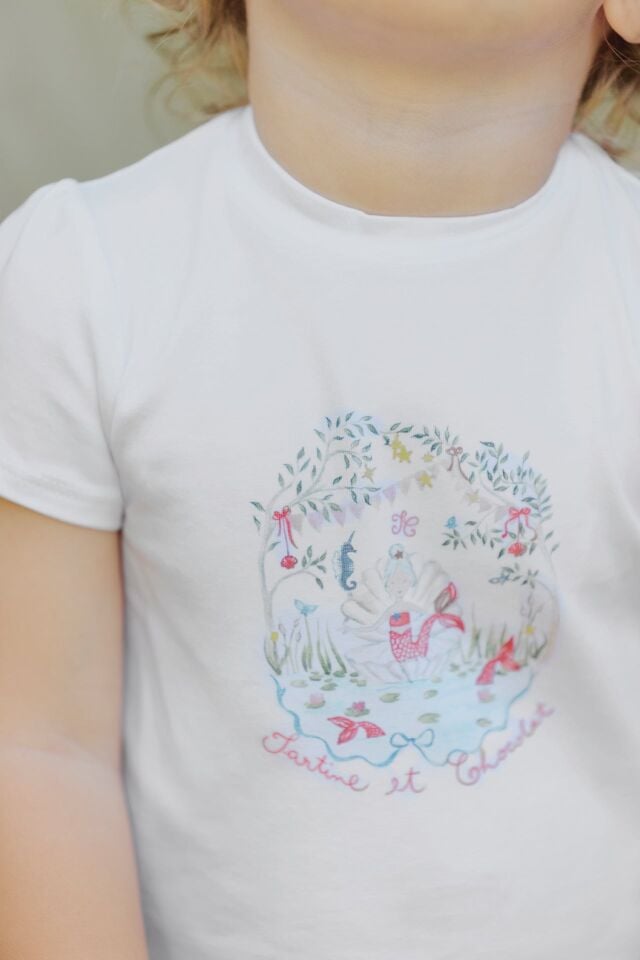 Deniz Kızı Baskılı T-Shirt Bougainvillier - 3Y