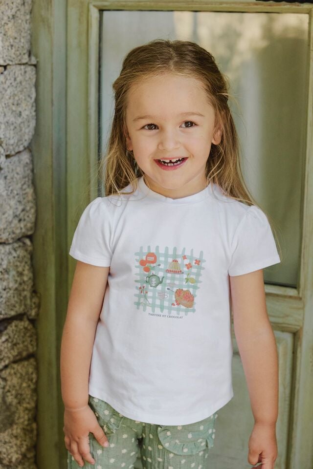 Piknik Temalı T-Shirt Blanc - 2Y