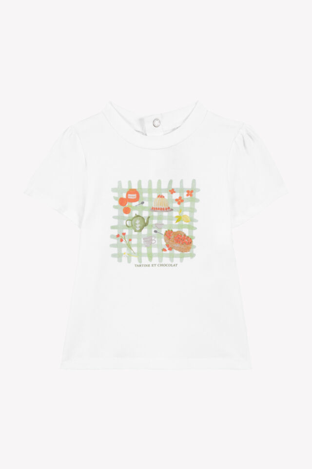 Piknik Temalı T-Shirt Blanc - 4Y