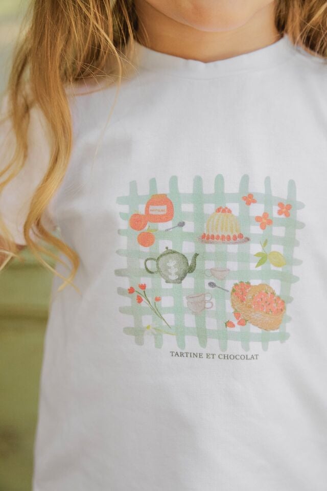 Piknik Temalı T-Shirt Blanc - 4Y