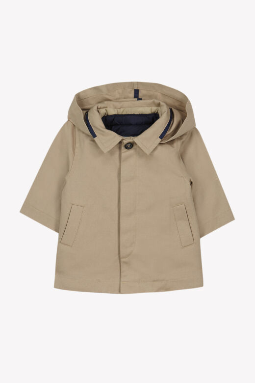 Kapüşonlu Coton Trenchcoat Sable - 2Y