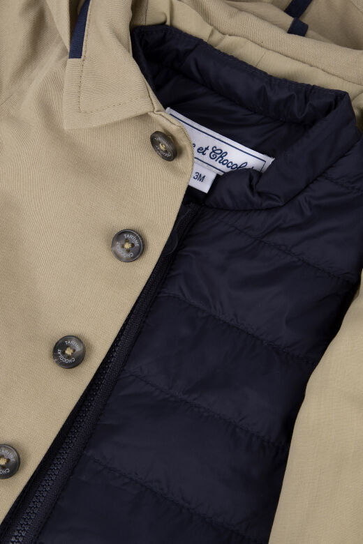 Kapüşonlu Coton Trenchcoat Sable - 2Y