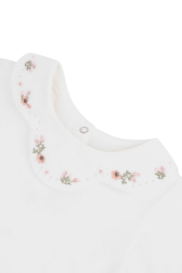 çiçek nakışlı BODY Ekru - 9M