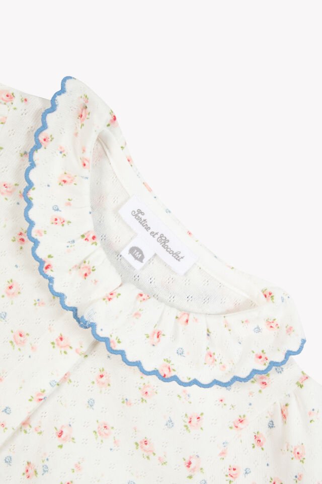 Çiçek Desenli Coton Tulum Nacre - Ekru - 1M