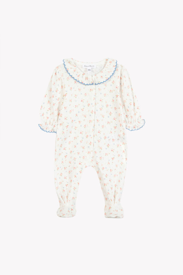 Çiçek Desenli Coton Tulum Nacre - 3M