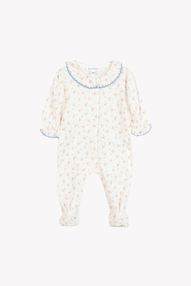 Çiçek Desenli Coton Tulum Nacre - Ekru - 6M
