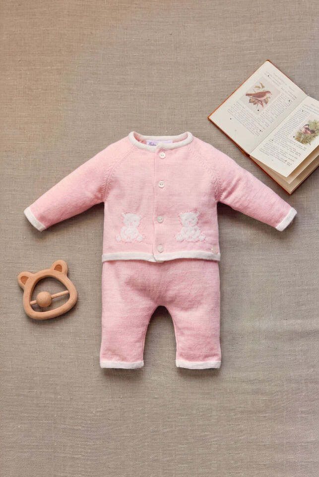 Hırka + Pantalon Takım Pembe - 9M