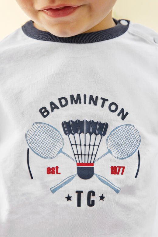 tenis raket baskılı T.Shirt Marine - Lacivert - 18M