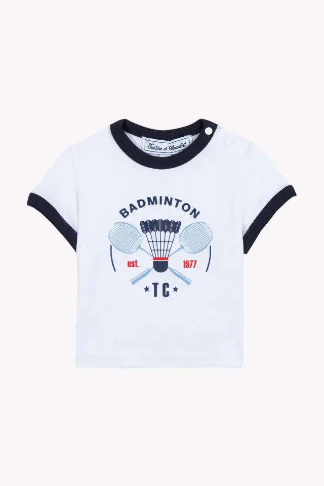 Tenis Raket Baskılı T-Shirt Marine - 2Y