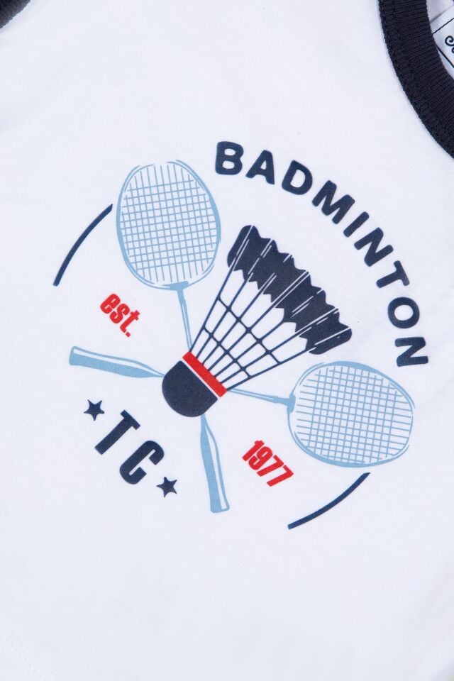 Tenis Raket Baskılı T-Shirt Marine - 2Y