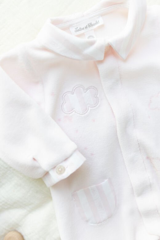 Garda Yakalı Kadife Tulum Rose pâle - Soft pembe - 9M