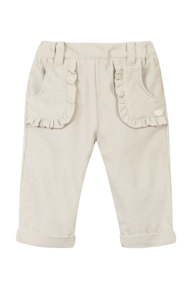 CEPLİ KADİFE PANTALON BEJ - 4Y