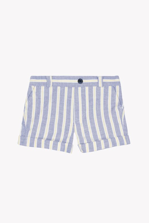 çizgili coton Şort Indigo - 18M
