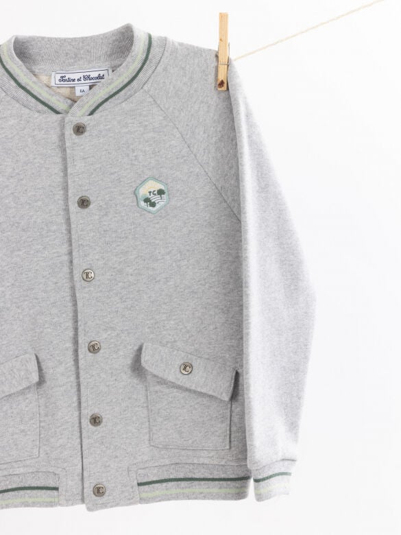 Sweat-Ceket Gris clair rayé - 8Y