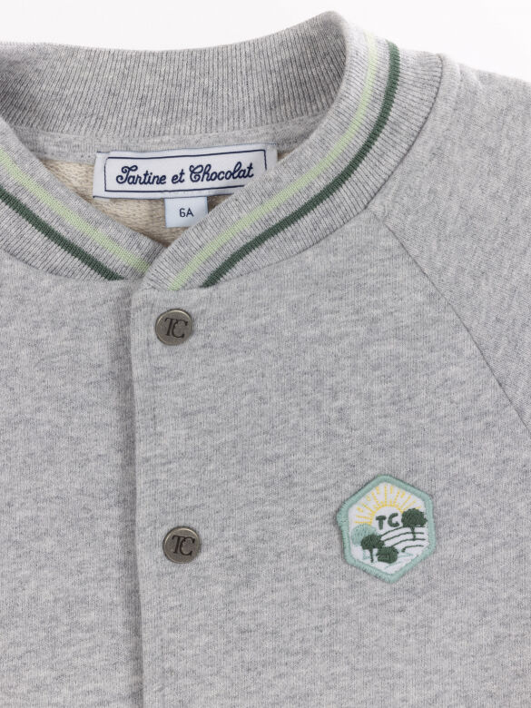 Sweat-Ceket Gris clair rayé - 8Y