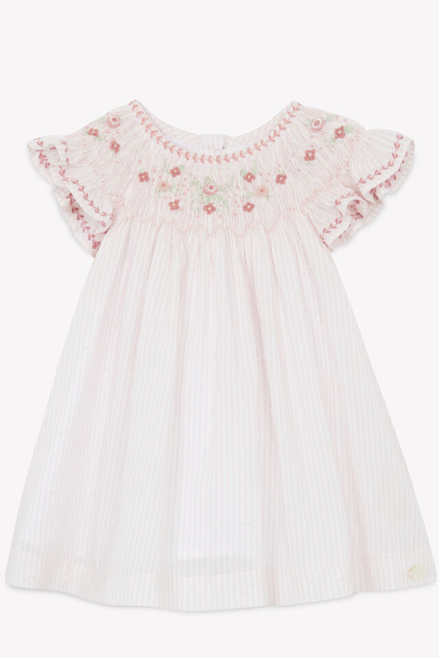 Yakası Nakışlı Elbise Rose pâle - 1Y