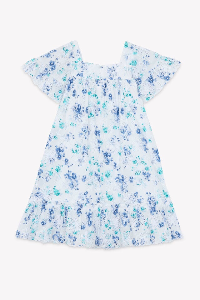 Çiçek Desenli Elbise Aigue marine - 2Y
