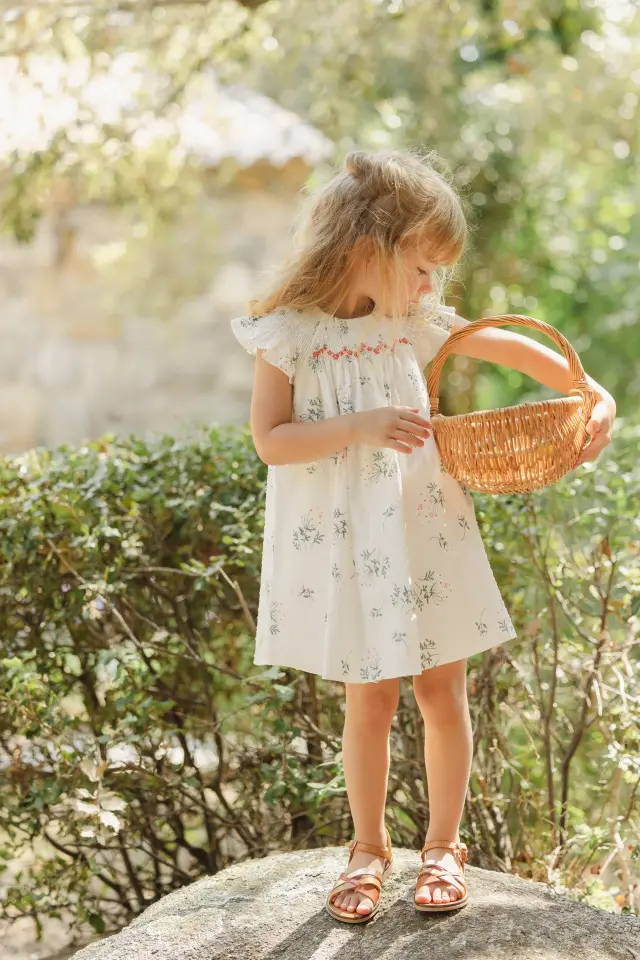 Desenli Elbise Blanc - 3Y