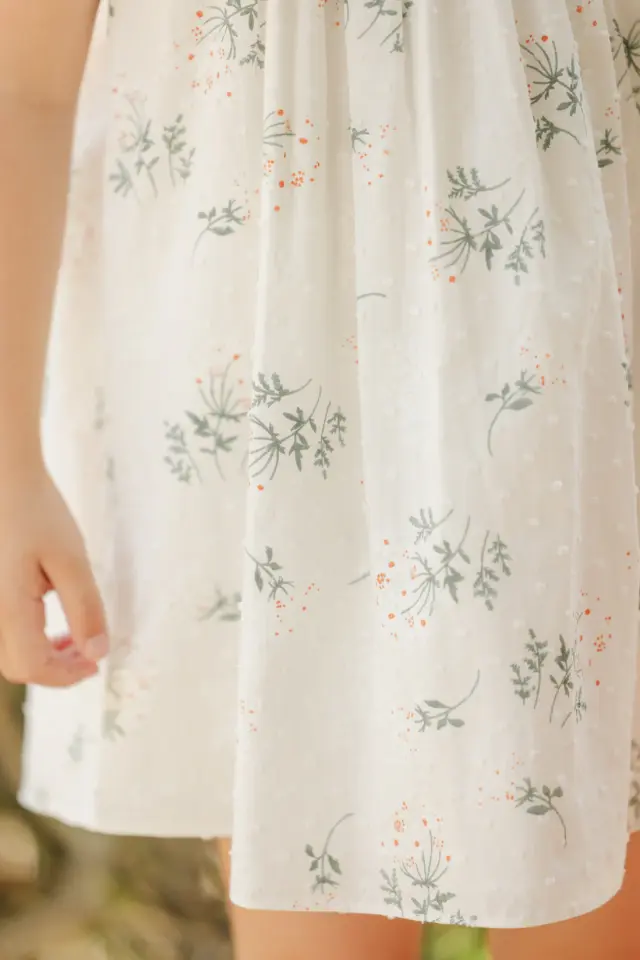 Desenli Elbise Blanc - 4Y
